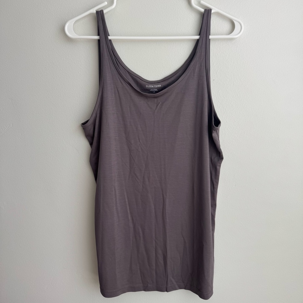 Eileen Fisher Quiet Luxury Scoop Neck Long Cami Womans Tencel Tank Size Large